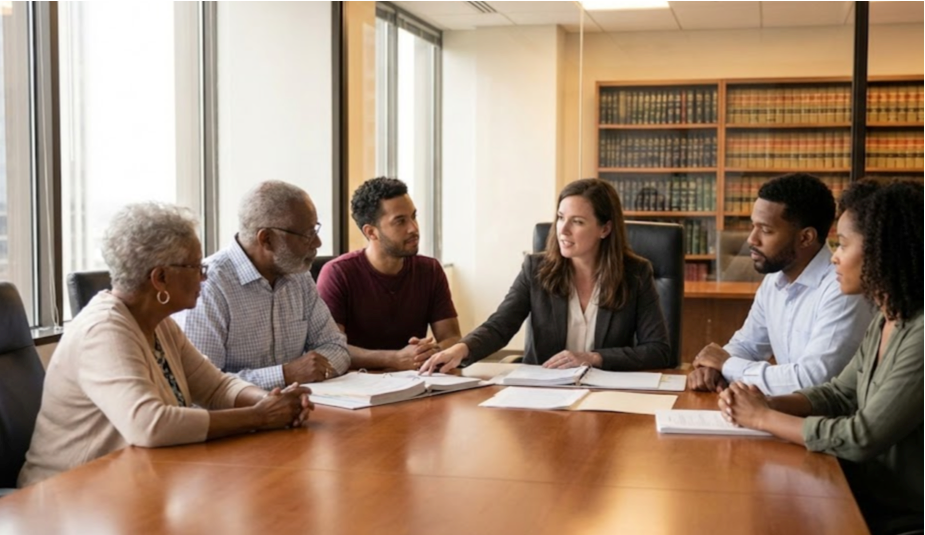 California family discussing will beneficiary designations with estate planning attorney