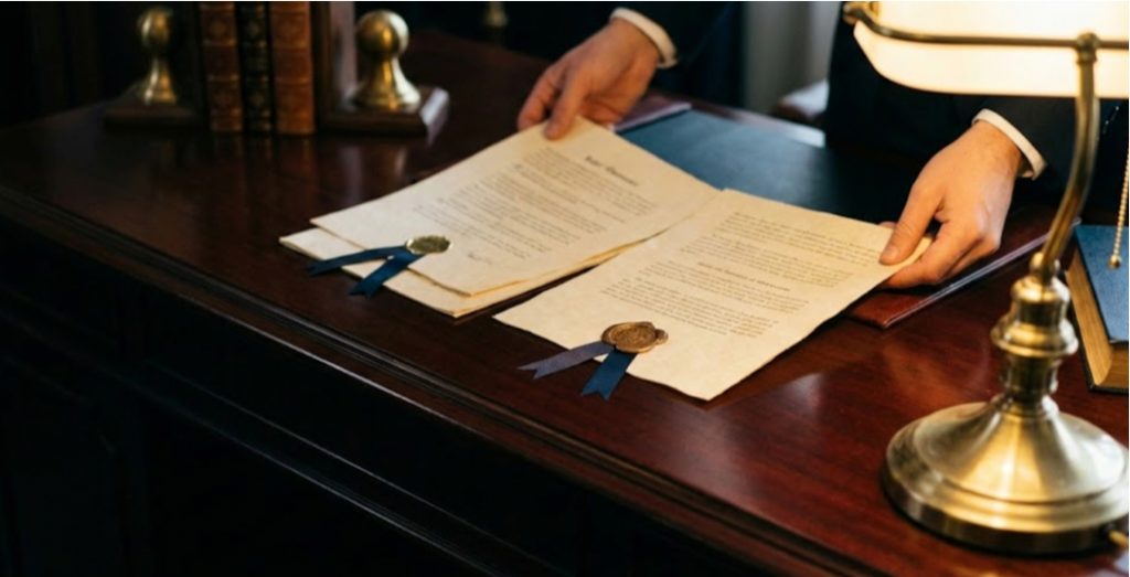 Two legal documents merging into one representing combined elder abuse and trust contest claims